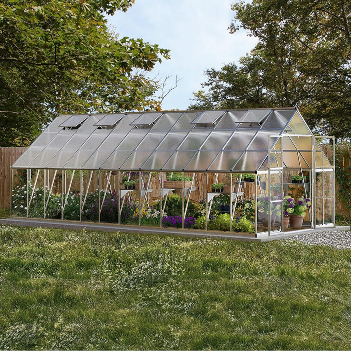 10x24 Premium Polycarbonate Walk-In Greenhouse with Aluminum Frame