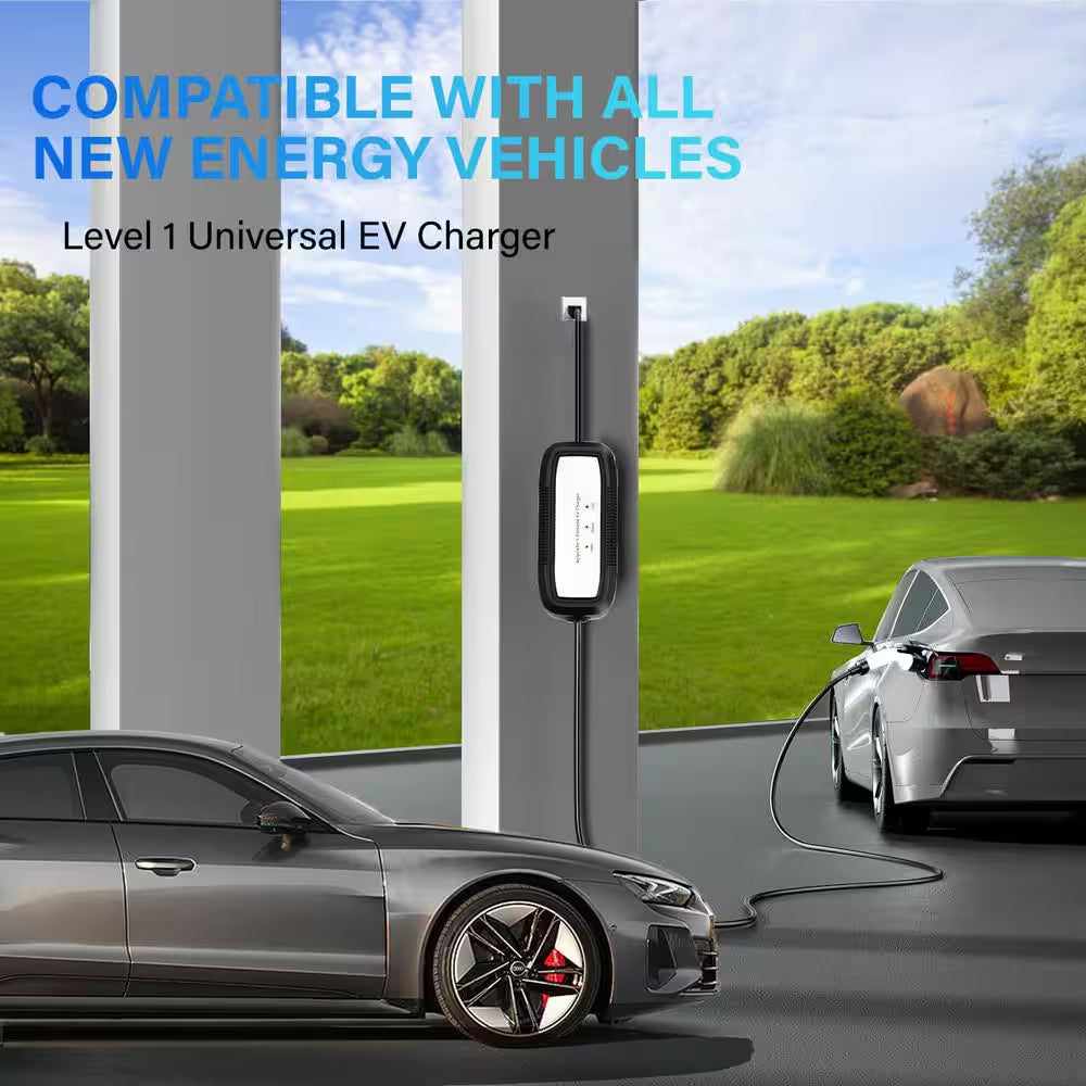21Ft 110-Volt Portable EV Charger Level 1 15Amp Extension Cord NEMA 5-15P for SAE J1772 Electric Vehicles
