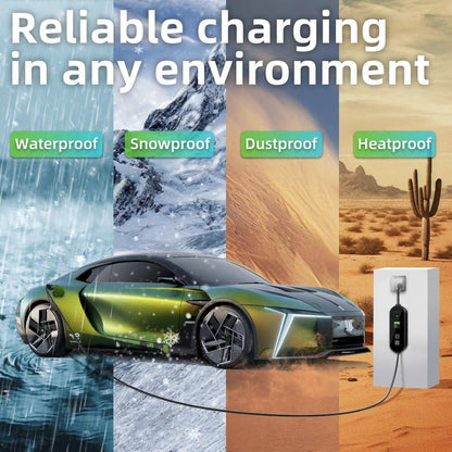 Level 1 and 2 EV Charger 8-16 Amp 110-240 Volt Electric Vehicle Charging Station with NEMA Plugs Portable IP66 LCD