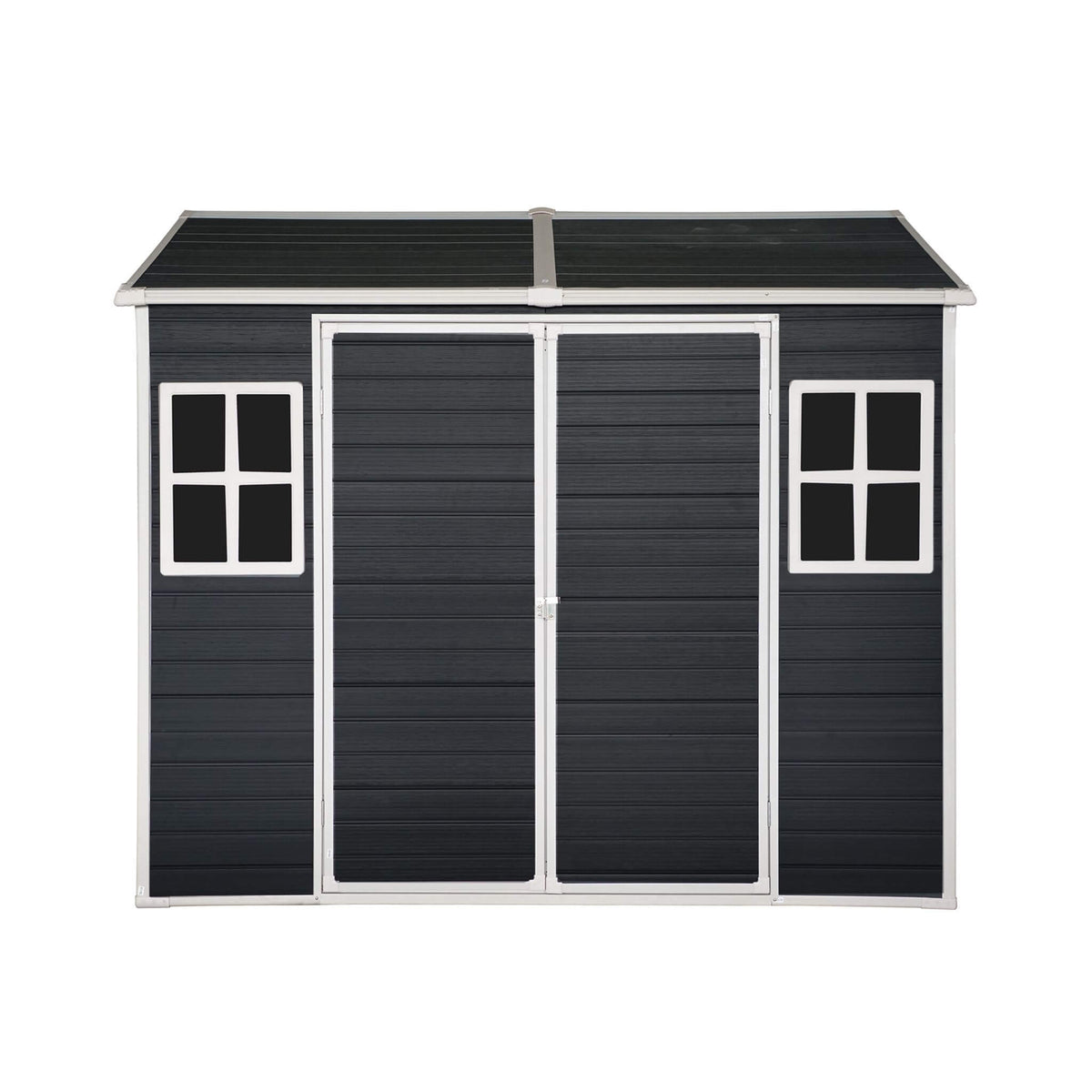 [06X08FT] Alora Outdoor Resin Patio Garden Shed With Floor, 2 Windows, And Lockable Doors (SAK54953)