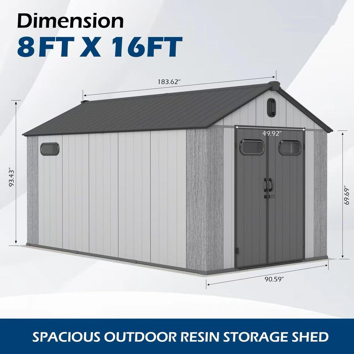 8x16Ft Resin Outdoor Storage Shed