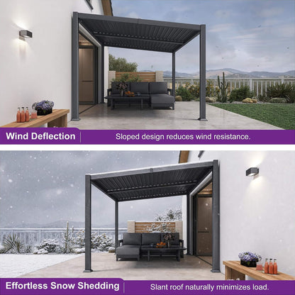 [08X10FT] Alora Modern Louvered Aluminum Pergola With Sloped Roof (SAK12169)