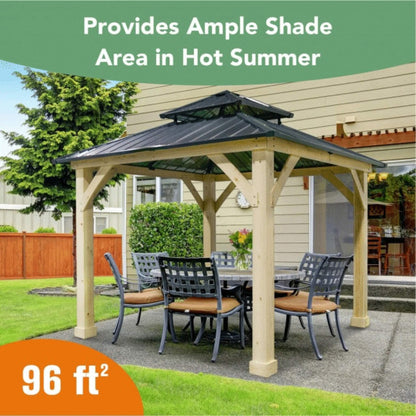 [10x10FT] Premium Outdoor Patio Hardtop Gazebo W/ Double Steel Roof (SAK01291)