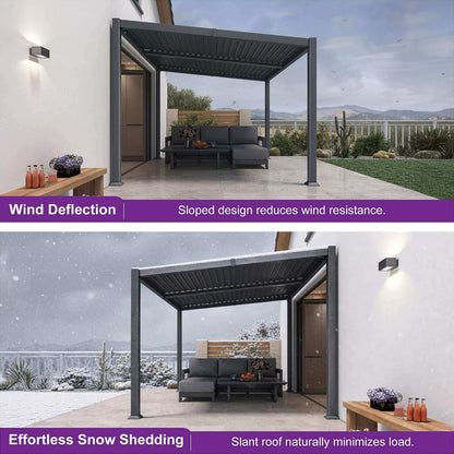 [10X12FT] Alora Modern Louvered Aluminum Pergola With Sloped Roof (SAK41765)