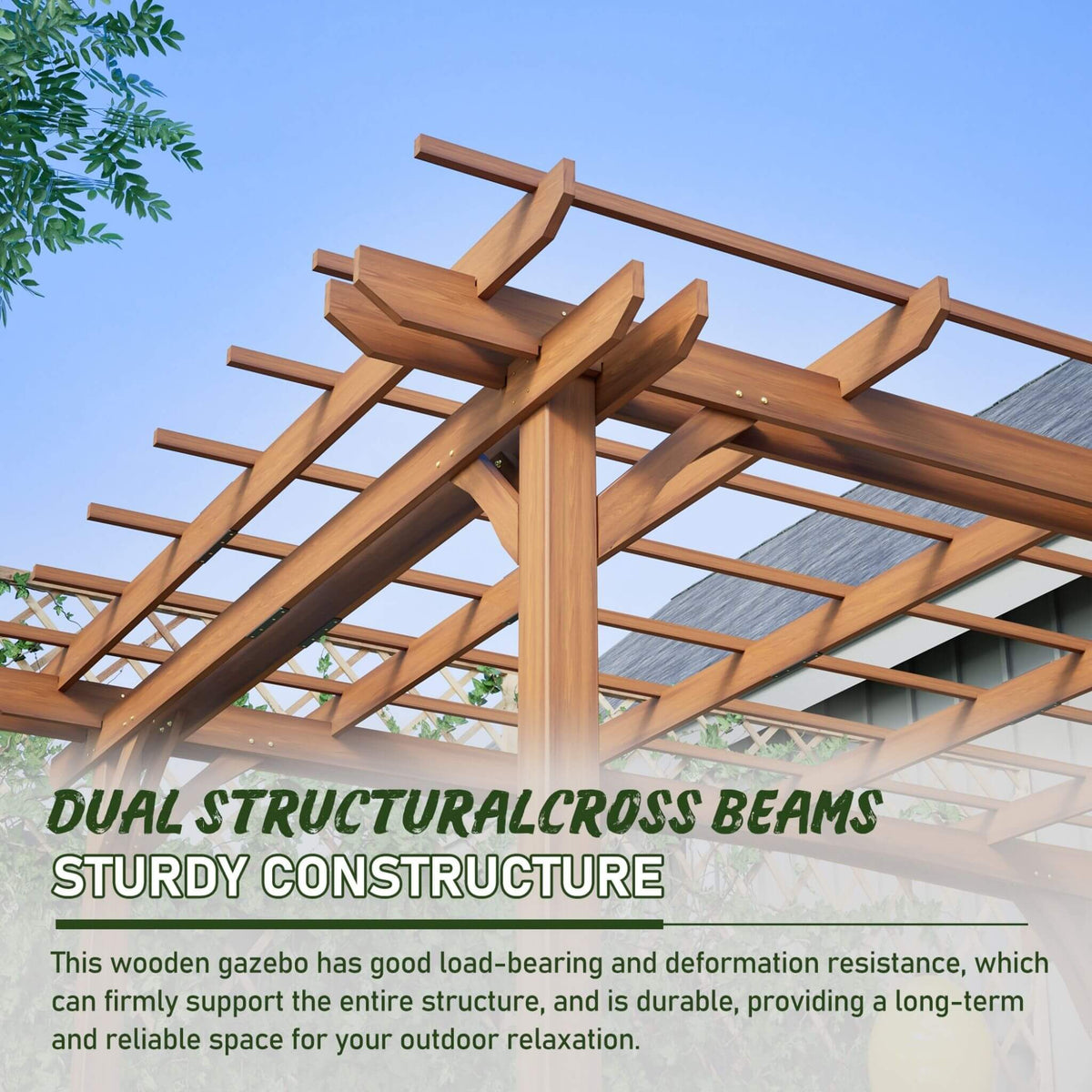 [10X12FT] Alora Premium Extra Large Outdoor Weather-Resistant Wooden Grape Pergola (SAK16278)