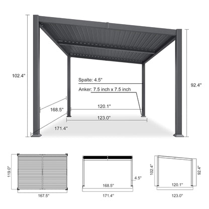 [10X14FT] Alora Modern Louvered Aluminum Pergola With Sloped Roof (SAK44815)