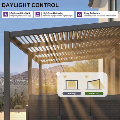 [10X20FT] Alora Modern Louvered Aluminum Pergola With Sloped Roof (SAK12034)
