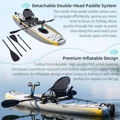 Portable 12FT Lightweight Inflatable PVC Fishing Kayak With Pedal System (SAK64328)
