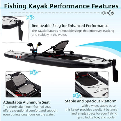 Premium 12FT Lightweight Inflatable Fishing Kayak With Pedal System (SAK15079)