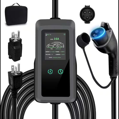 24.99FT 110-Volt 240-Volt Level 1 2 EV Charger Adjustable Current NEMA Plugs J1772 Compatible Home Travel