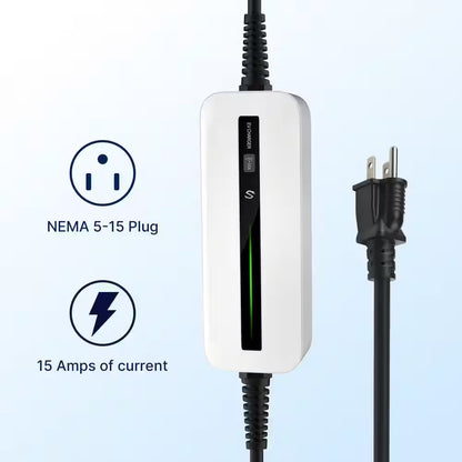 20Ft 120-Volt Level 1 EV Charger Cable 15A NEMA 5-15 Plug J1772 Compatible Portable Waterproof Fast Charging