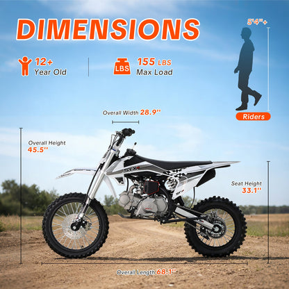 K1 125cc Dirt Bike | 4-Stroke Off-Road Pit Bike for Teens & Adults