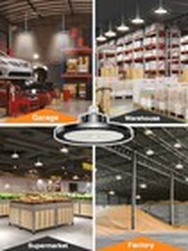 Super Bright 150W UFO LED High Bay Lights 5000K - 6 Pack, Commercial Garage Ware