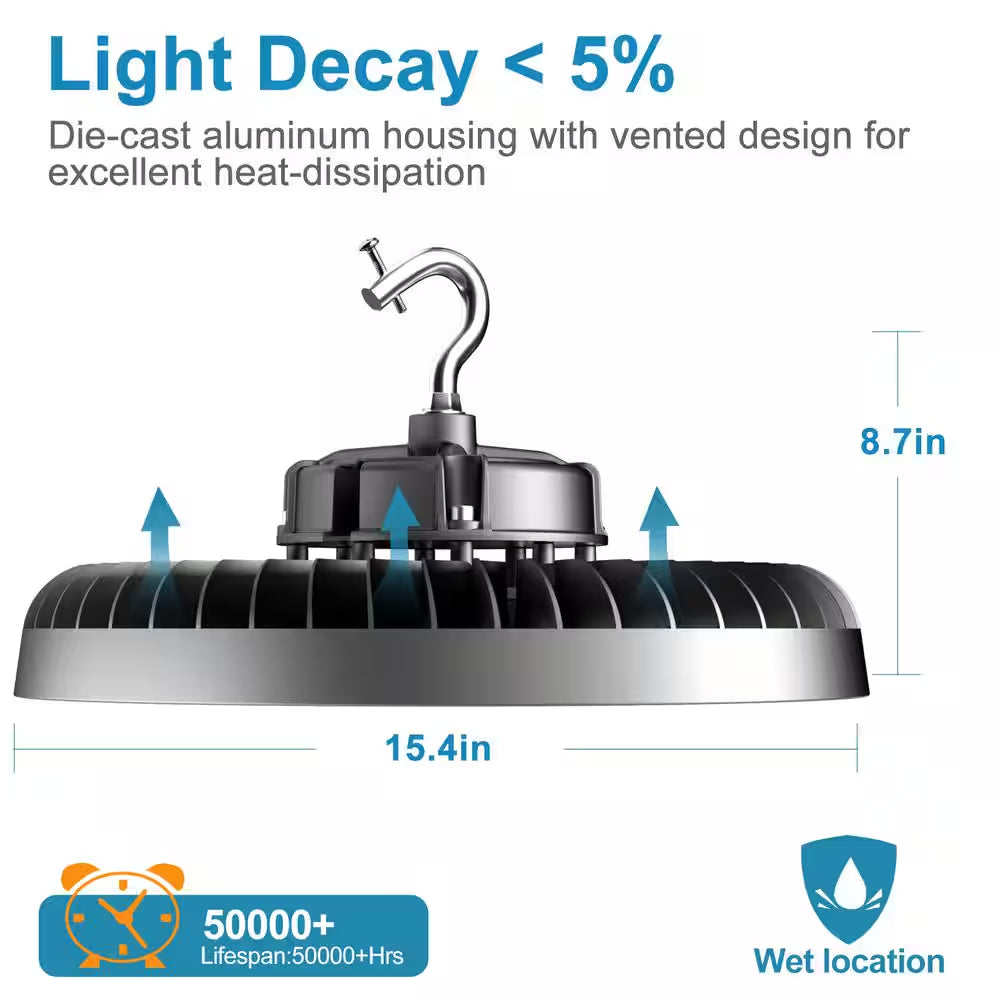 500-Watt LED High Bay Light 75000LM High Bay LED Shop Lights AC100-277V Commercial Bay Lighting for Warehouse (2-Pack)