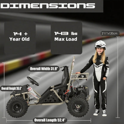 GK-49A 50cc 4-Stroke Gas Go Kart | Off-Road Mini Buggy for Teens