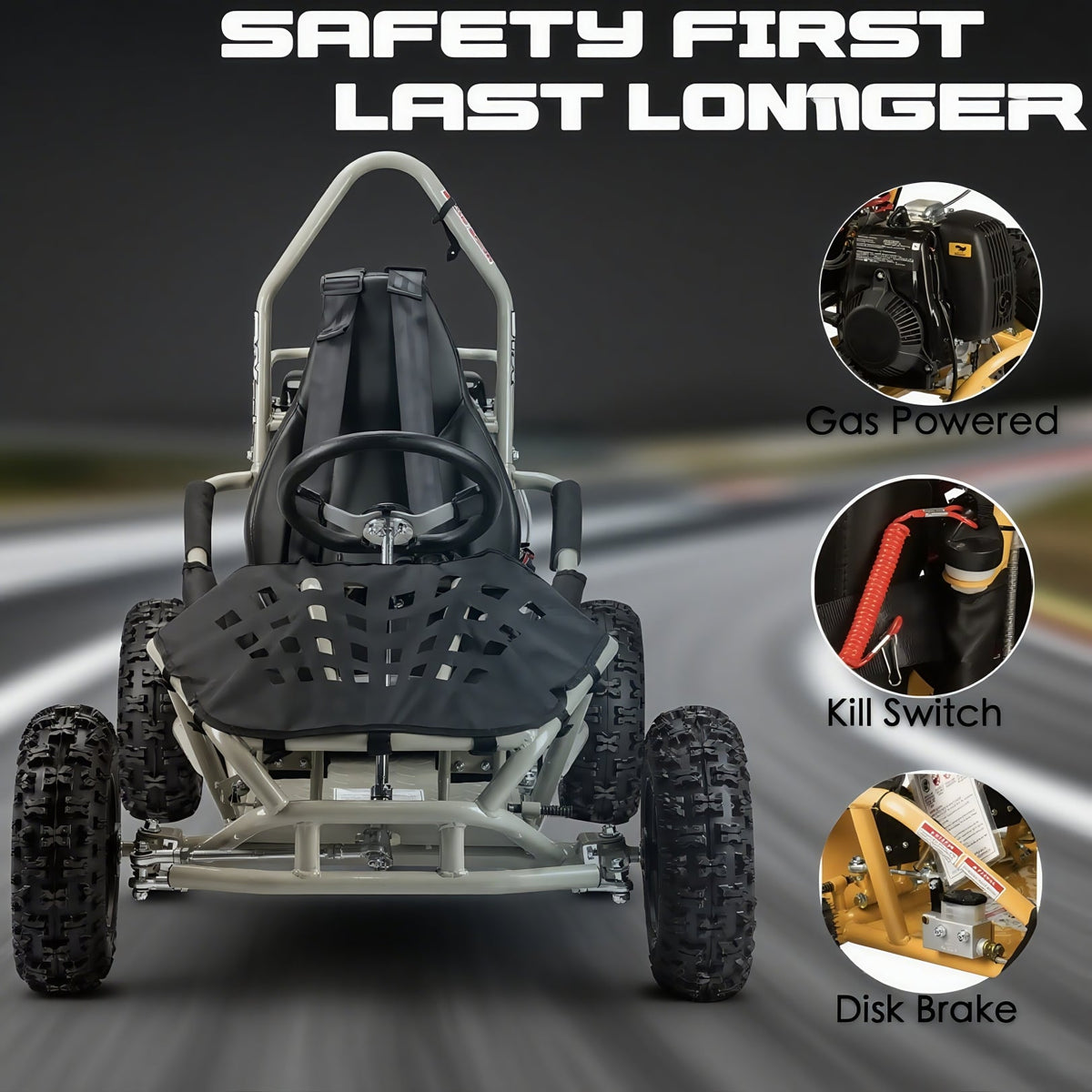 GK-49A 50cc 4-Stroke Gas Go Kart | Off-Road Mini Buggy for Teens