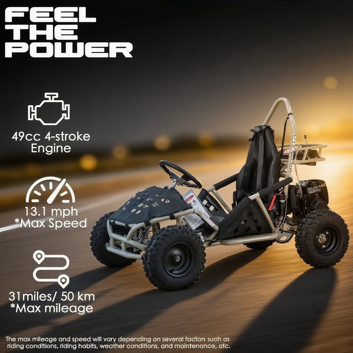 GK-49A 50cc 4-Stroke Gas Go Kart | Off-Road Mini Buggy for Teens