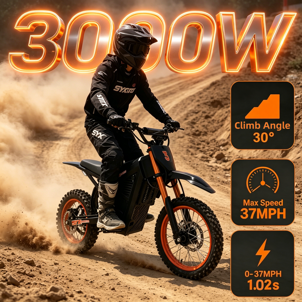 ARC 3000W Peak Electric Dirt Bike | 48V Mid-Drive Off-Road Motorcycle