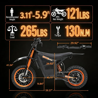 ARC 3000W Peak Electric Dirt Bike | 48V Mid-Drive Off-Road Motorcycle