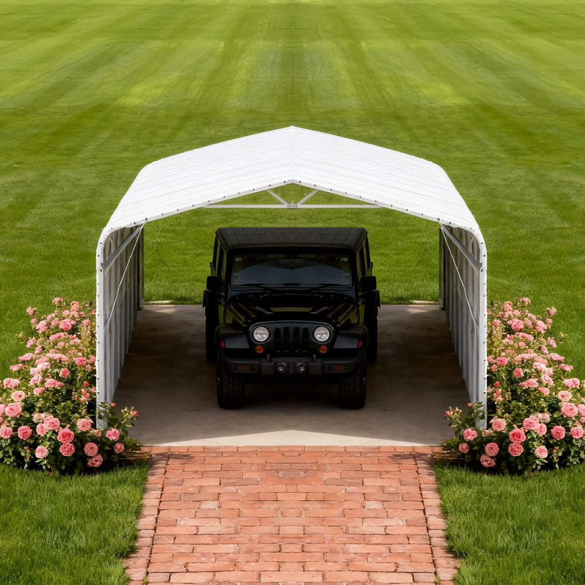 [20X30FT] Alora Heavy-Duty Outdoor Galvanized Steel Carport (SAK21596)