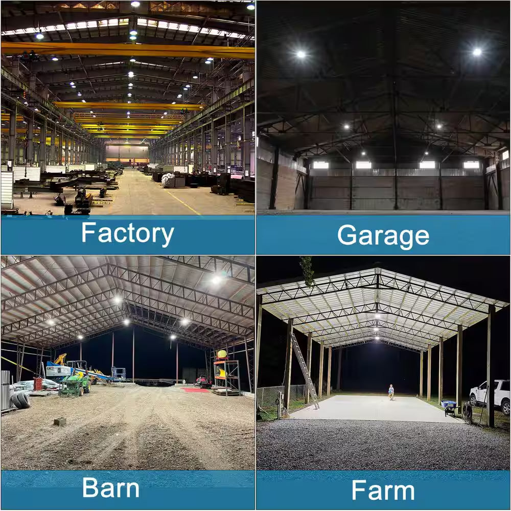 6-Pack of 250-Watt LED High Bay Light 37500LM High Bay LED Shop Lights AC100-277V 5000K Commercial Bay Lighting