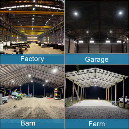 6-Pack of 250-Watt LED High Bay Light 37500LM High Bay LED Shop Lights AC100-277V 5000K Commercial Bay Lighting