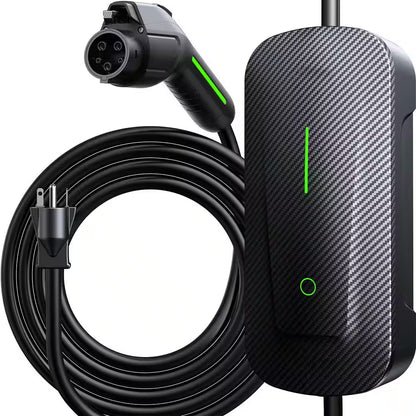 25Ft 110-240 Volt Level 1 2 EV Charger Fast Portable Smart Car Charging Cable with Holder NEMA 6-20P Black