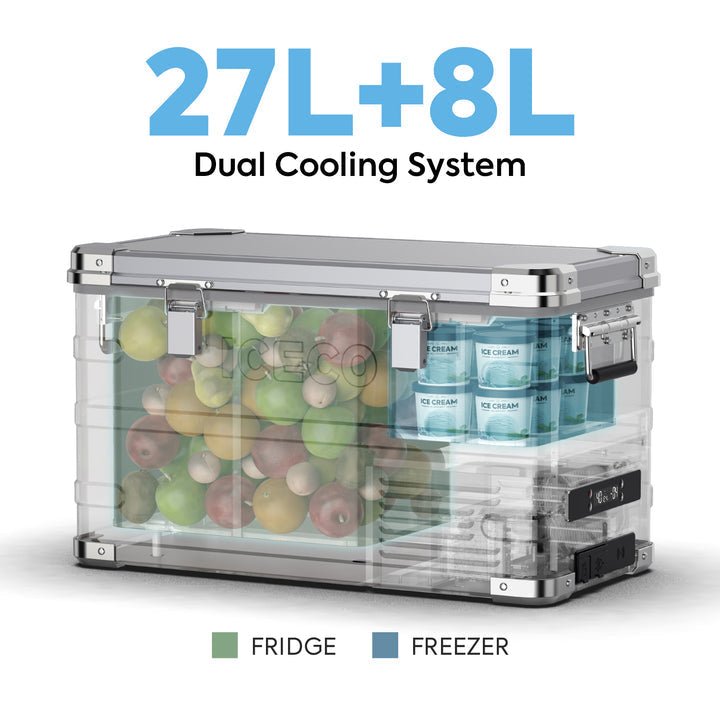 ICECO APL35 Dual Zone Aluminum Fridge Freezer 35 LT