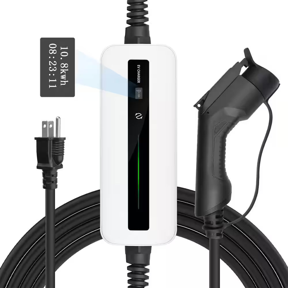 20Ft 120-Volt Level 1 EV Charger Cable 15A NEMA 5-15 Plug J1772 Compatible Portable Waterproof Fast Charging