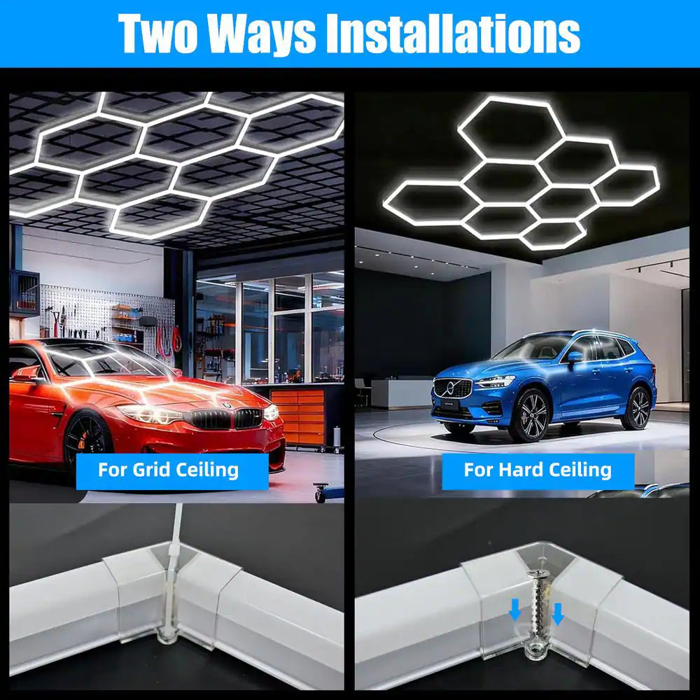 8.3 Ft. Hexagon Garage Lights,245-Watt 29400 Lm,8-Grids 5000K Honeycomb Shop Light for Mall,Gym,Auto Repair Shop(1-Pack)