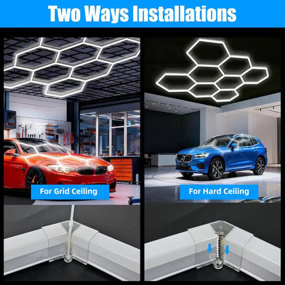 8.3 Ft. Hexagon Garage Lights,245-Watt 29400 Lm,8-Grids 5000K Honeycomb Shop Light for Mall,Gym,Auto Repair Shop(1-Pack)
