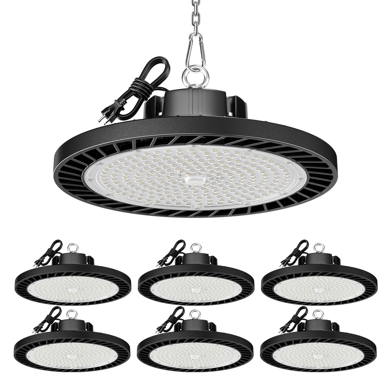 Super Bright 150W UFO LED High Bay Lights 5000K - 6 Pack, Commercial Garage Ware