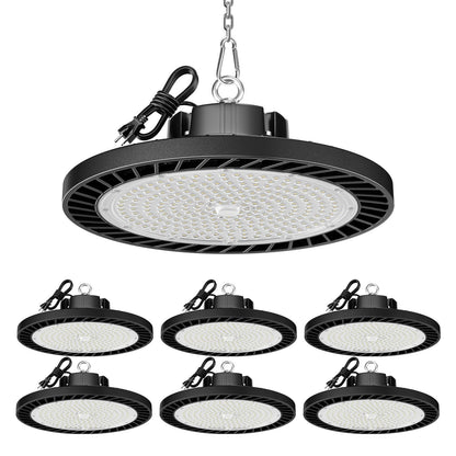 Super Bright 150W UFO LED High Bay Lights 5000K - 6 Pack, Commercial Garage Ware