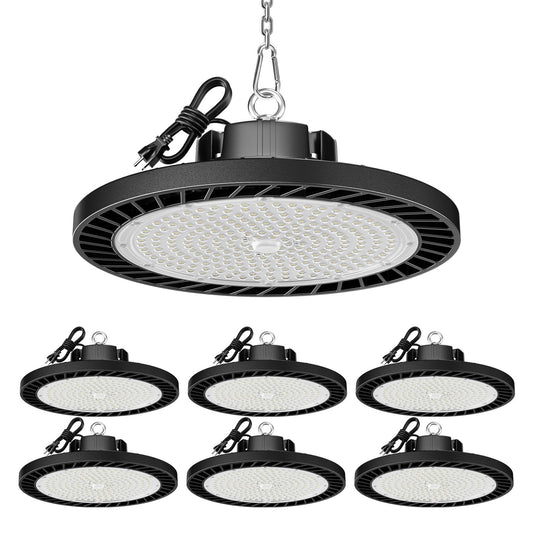 Super Bright 150W UFO LED High Bay Lights 5000K - 6 Pack, Commercial Garage Ware