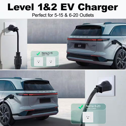 20Ft 110-240 Volt Level 1 2 Electric Vehicle Portable Charger 16Amp 3.5KW Home EV Car Charging Station Adapter