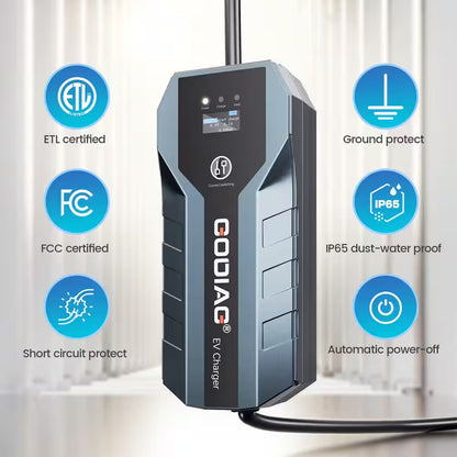 20Ft 110-240 Volt Portable Electric Car Charger Level 1 and 2 J1772 EV Charger with NEMA Plugs ETL Certified