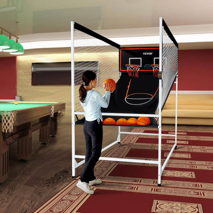 Arcade Cage Basketball Game 2 Player Indoor Basketball Game with 5 Balls, 8 Game Modes Home Dual Shot Sport