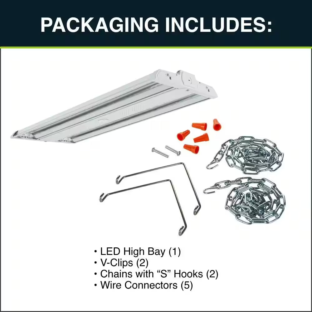 28 In. 1000-Watt Equivalent Linear White LED High Bay Light, Adjustable Beam, Selectable Lumens, 5000K Daylight Dimmable