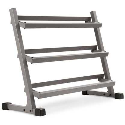 5-50 lb Rubber Hex Dumbbell Set with 3-Tier Storage Rack