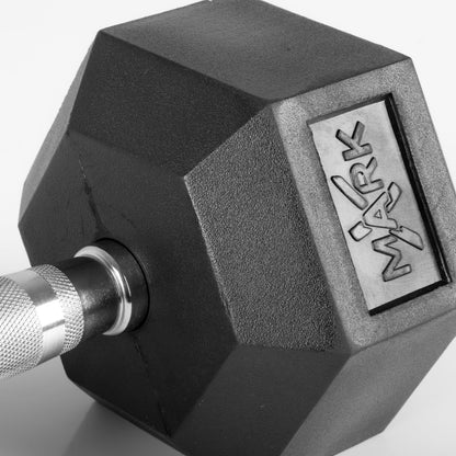 5-50 lb Rubber Hex Dumbbell Set with 3-Tier Storage Rack