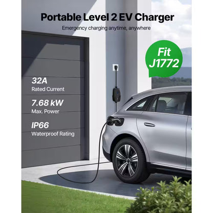 Level 2 EV Charger 32 Amp Adjustable Current 240V Electric Vehicle Charger with 25 Ft. Charging Cable NEMA 14-50P Plug