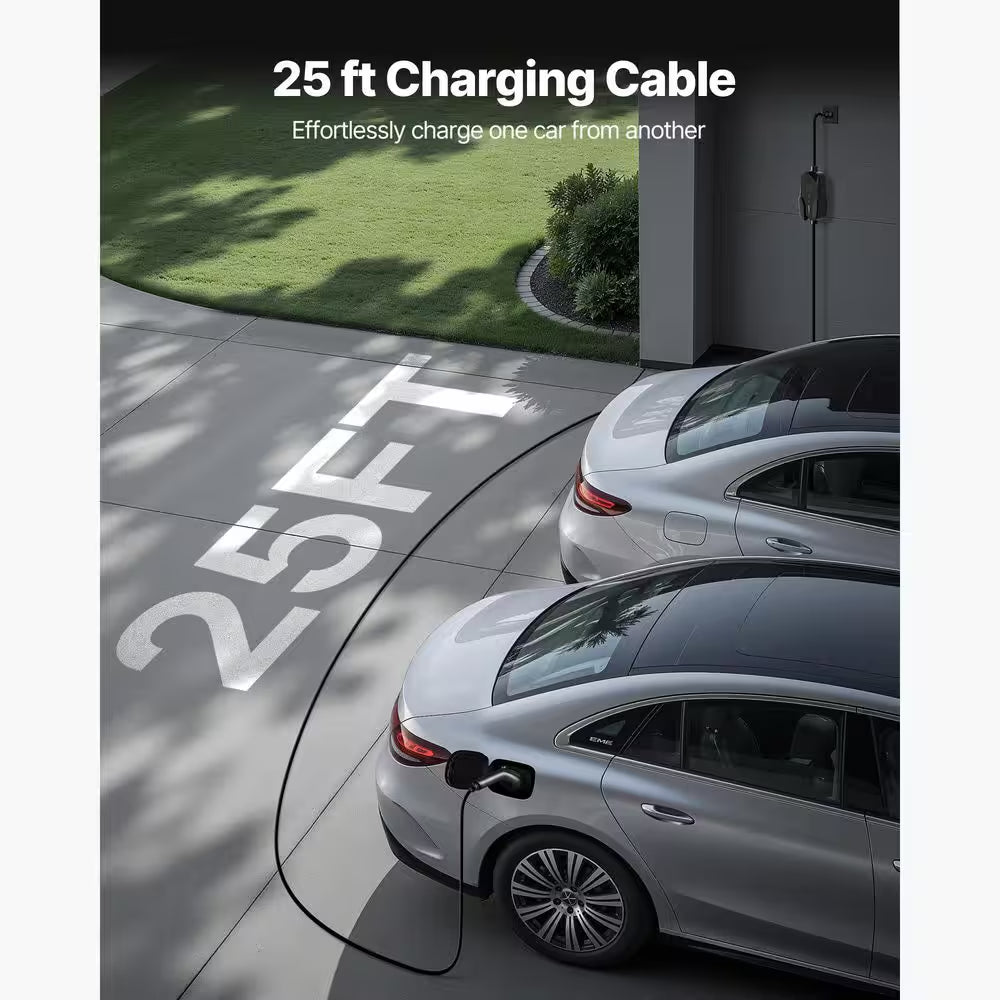 Level 1&2 EV Charger 16 Amp Current Electric Vehicle Charger 25Ft. Cable 120V-240V NEMA 6-20P Plug NEMA 5-15 Adapter