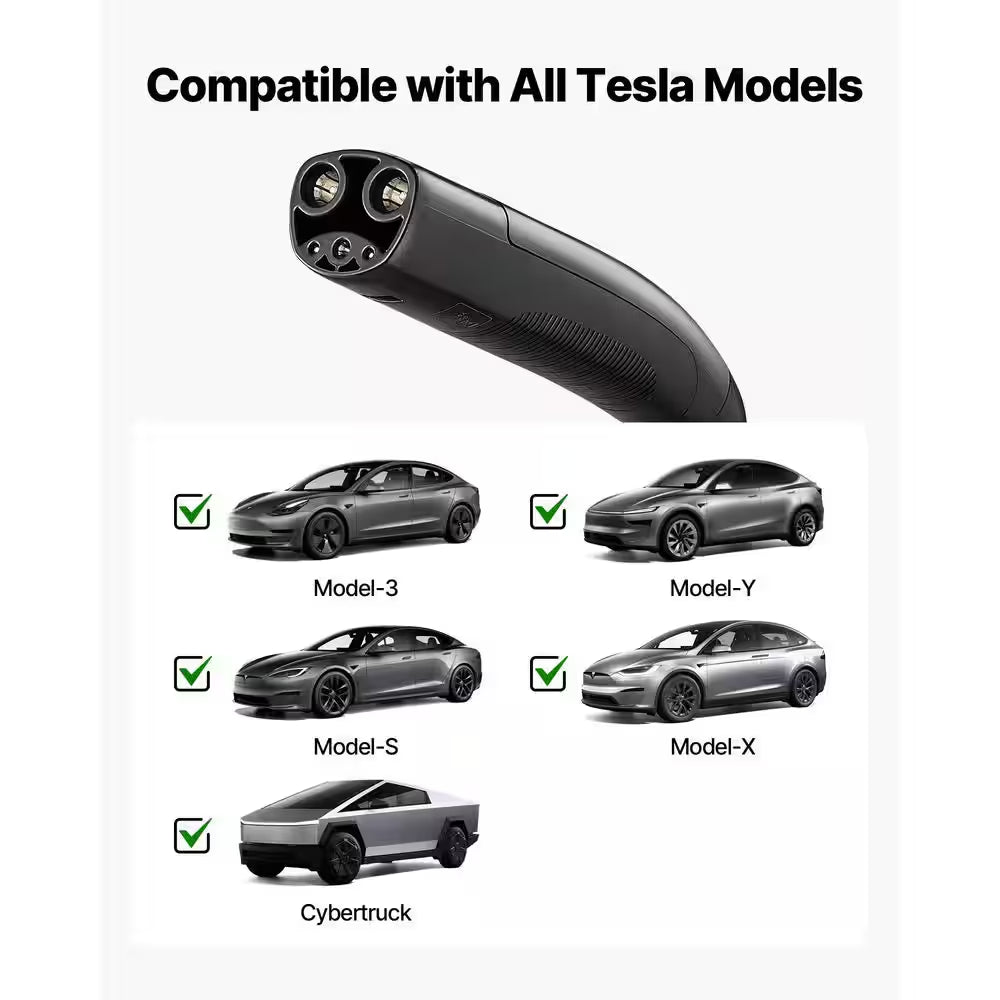 Level 1/2 Tesla Charger 16 Amp Electric Car EV Charger 25Ft. Charging Cable 120V-240V NEMA 6-20P Plug NEMA 5-15 Adapter