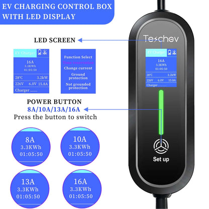 Portable EV Charger Type2 IEC 62196 / GB/T Plug Connector 3.5KW 16A 1Phase Type 1 Wallbox Charging Station for Electric Vehicle