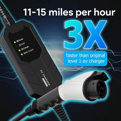 25Ft 240-Volt Level 1-2 Portable EV Charger NEMA 6-20 Plug with 5-15 Adapter SAE J1772 Compatible Safe Fast Charge