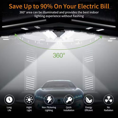0.88 Ft.140 W Silver 18500 Lumens Deformable Shop Light, 6000K Daylight with Deformable Three Panels for Workshop,2 Pack