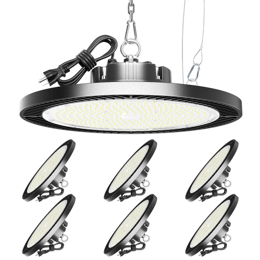 150W UFO LED High Bay Lights 21000LM 5000K Daylight Shop Garage Warehouse 6 Pack