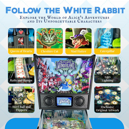 Alice Goes to Wonderland Pinball Machine with LED Lighting