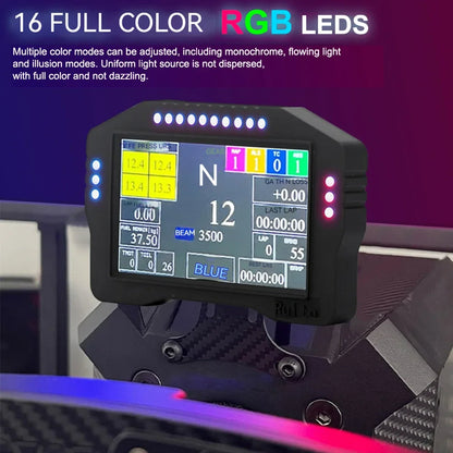 Sim Racing Pc Steering Wheel Dashboard 5Inch 16RGB Car Speed Display Simulator Wheel Lnstrument Steering Wheel and Pedal for Pc