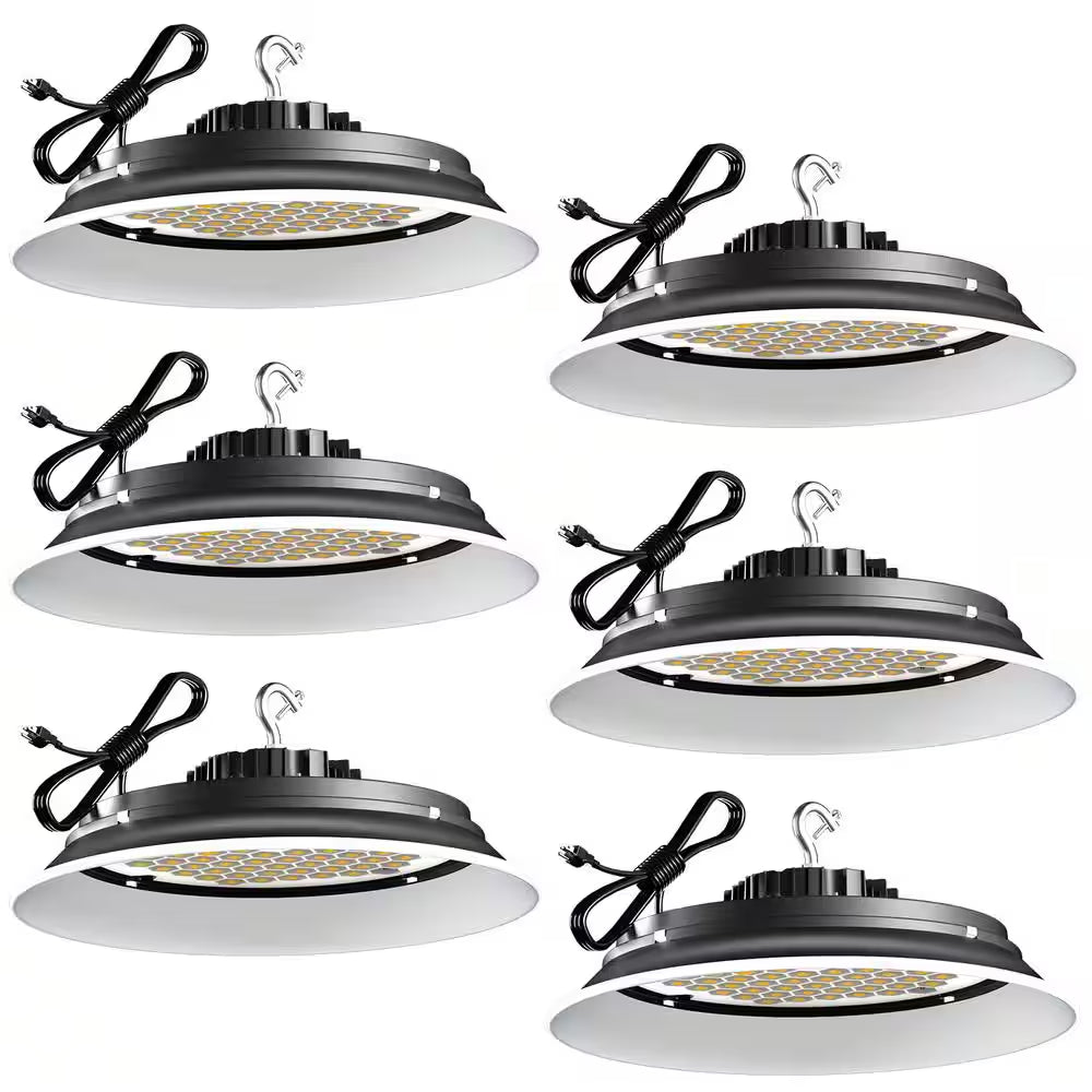 6Pack of 250W LED High Bay Light 37500LM High Bay LED Shop Lights AC100-277V Commercial Bay Lighting for Warehouse